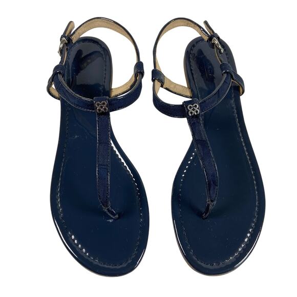 Coach Rolanda Patent Leather Blue Thong Sandals 9.5 B - Picture 2 of 6